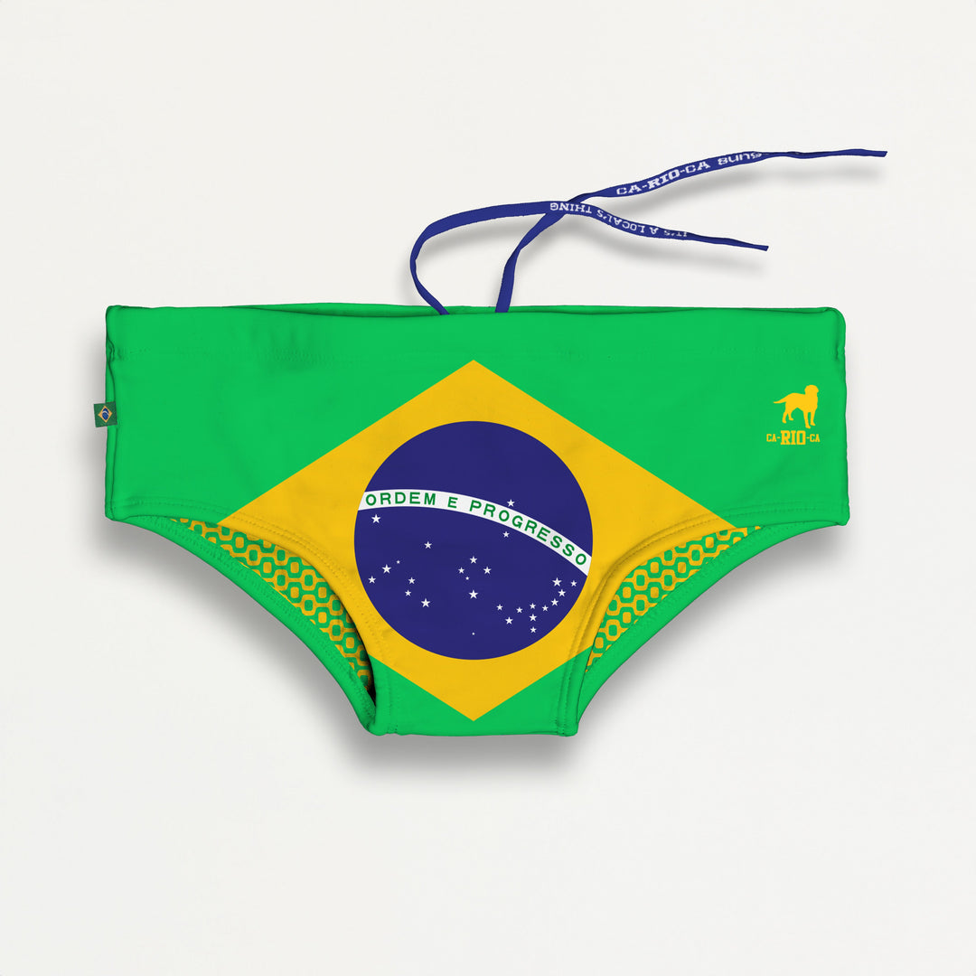 CA-RIO-CA Men's TEAM BRASIL FLAG SUNGA Designer Brazilian Sunga Swimwear in 