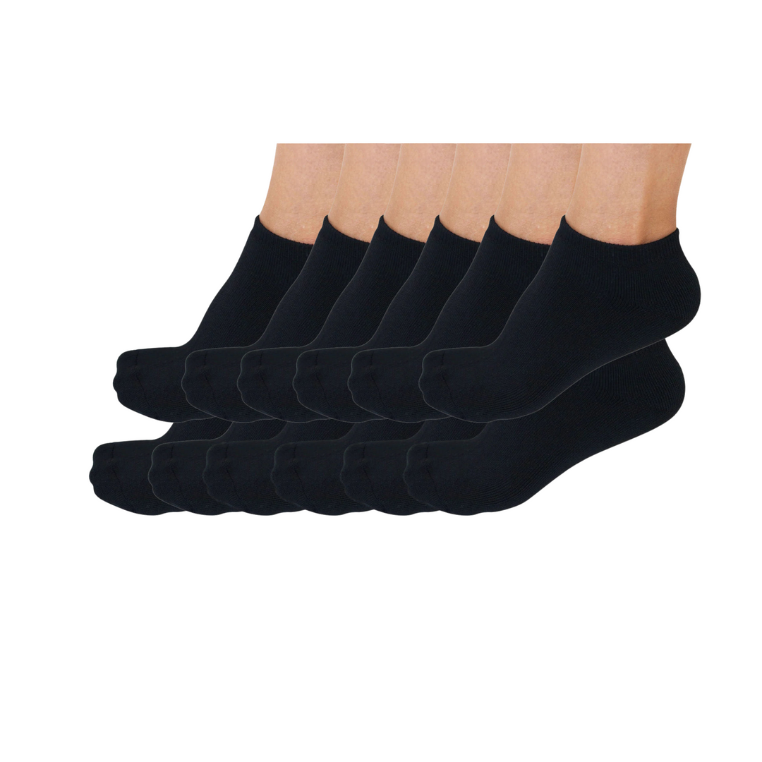 Spun Bamboo no show anklet black bamboo socks 12-pack bulk unisex