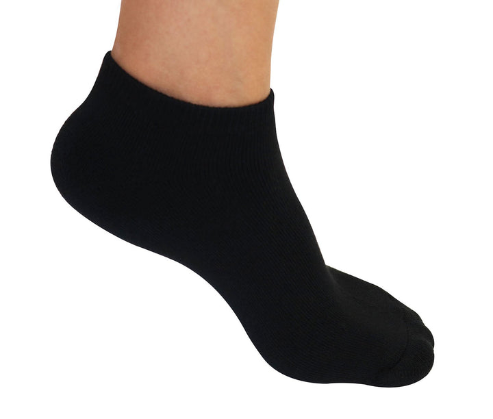 Spun Bamboo no-show anklet socks in black – bamboo viscose cushion moisture-wicking athletic socks