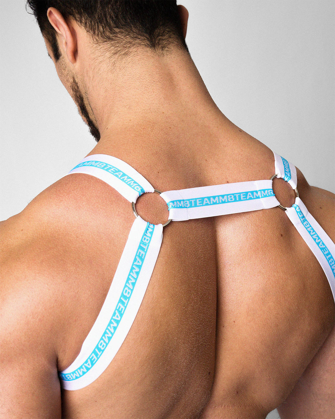 TEAMM8 Optic Harness in Azure – stretch elastic performance body harness with metal O-rings