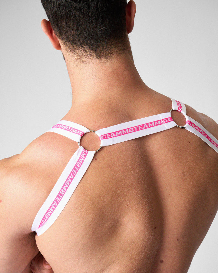 TEAMM8 Optic Harness in Fuchsia – stretch elastic performance body harness with metal O-rings