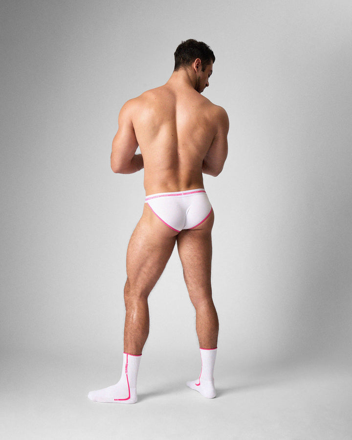 TEAMM8 Optic Sports Brief in Fuchsia – contour-fit performance brief with branded waistband
