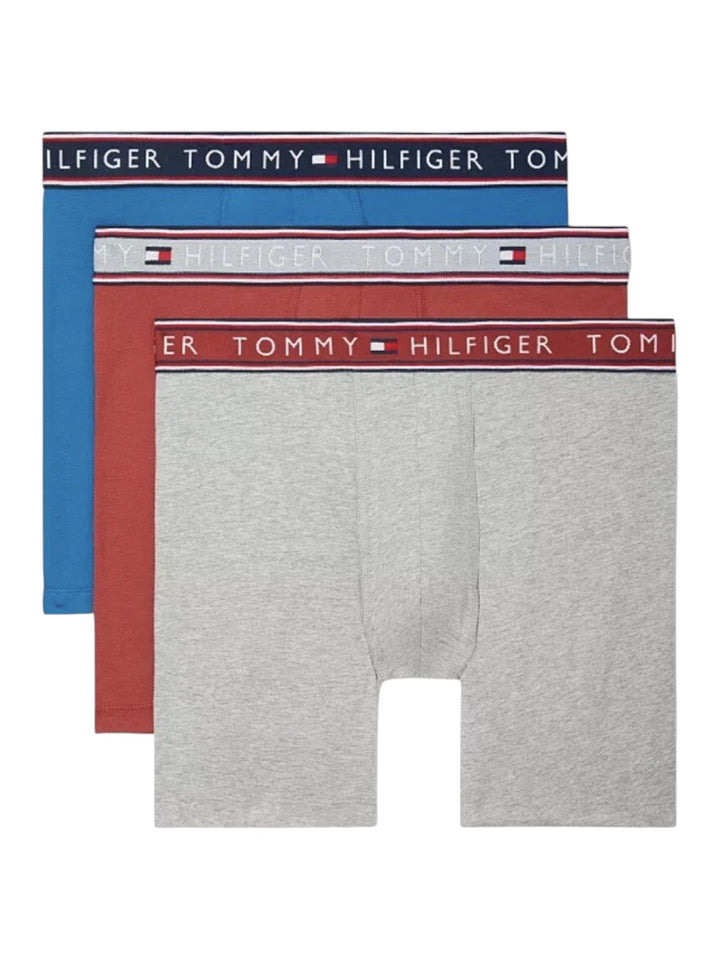 Tommy Hilfiger Cotton Stretch Boxer Brief 3-Pack | Red, Blue & Grey Multi | Comfort & Mobility