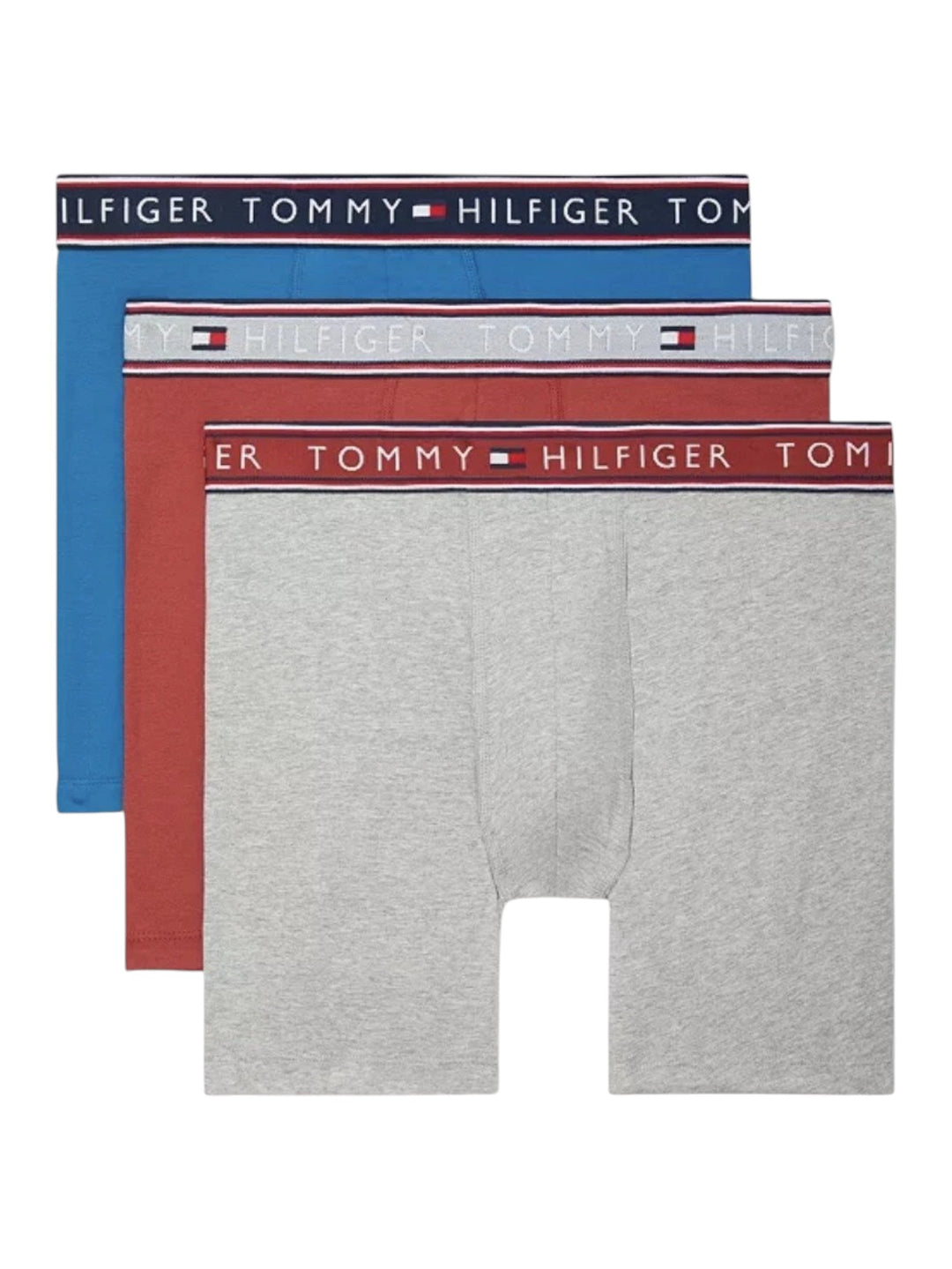 Tommy Hilfiger Cotton Stretch Boxer Brief 3-Pack | Red, Blue & Grey Multi | Comfort & Mobility