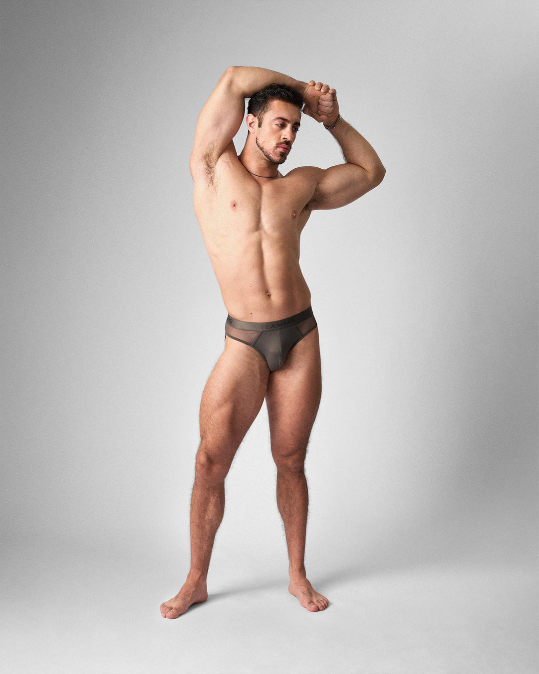 TEAMM8 Score Sheer Slim Brief in Pewter – slim-cut sheer men's brief