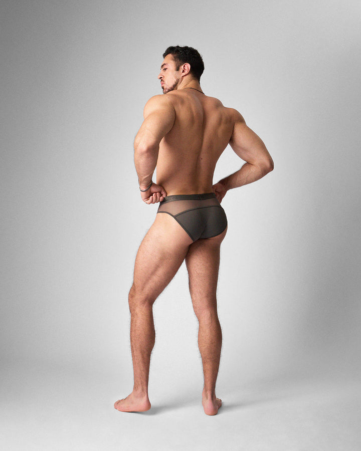TEAMM8 Score Sheer Slim Brief in Pewter – slim-cut sheer men's brief