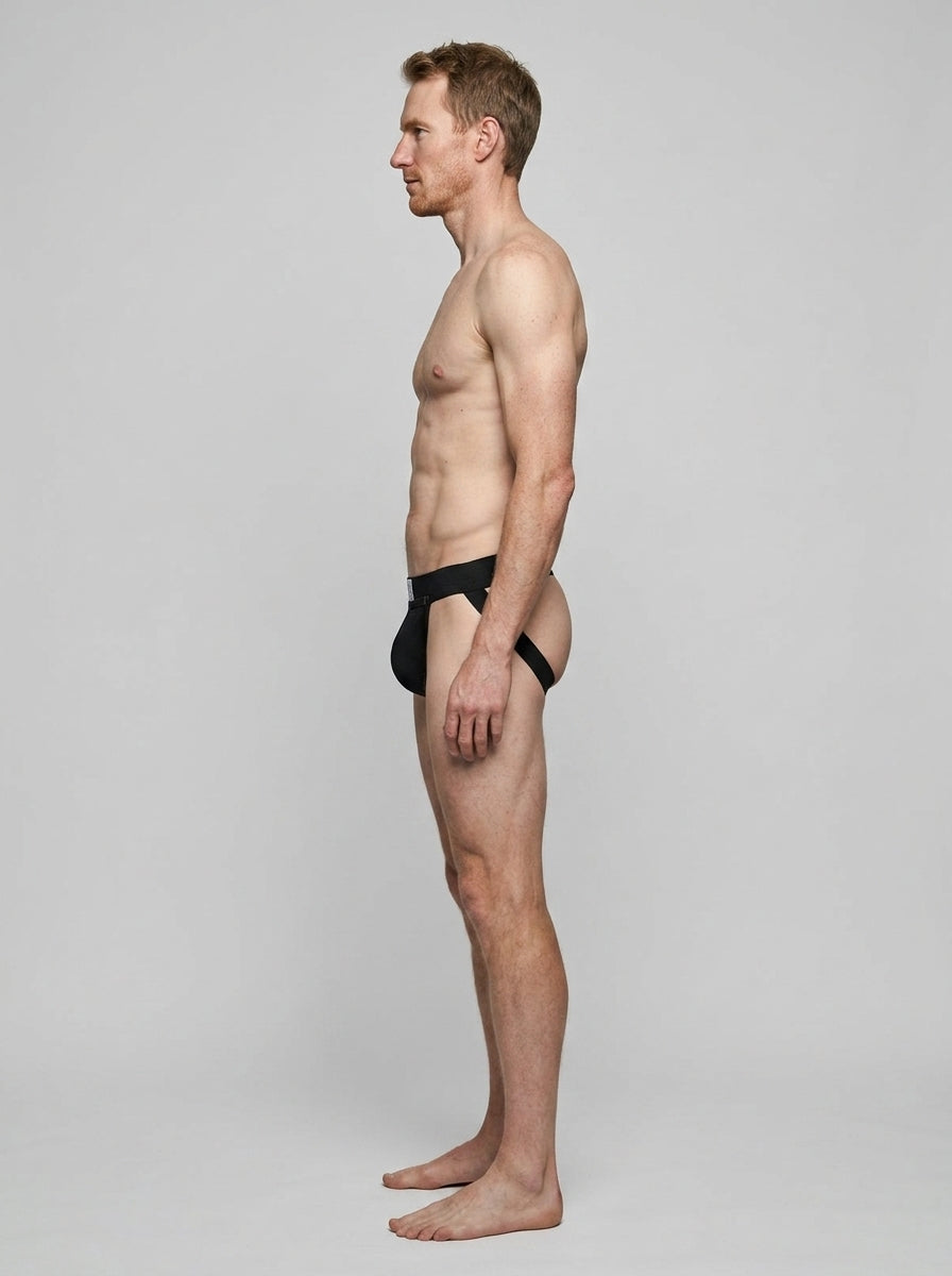 HisJock Snap Jock 2.0 in black – men's snap release removable pouch jockstrap