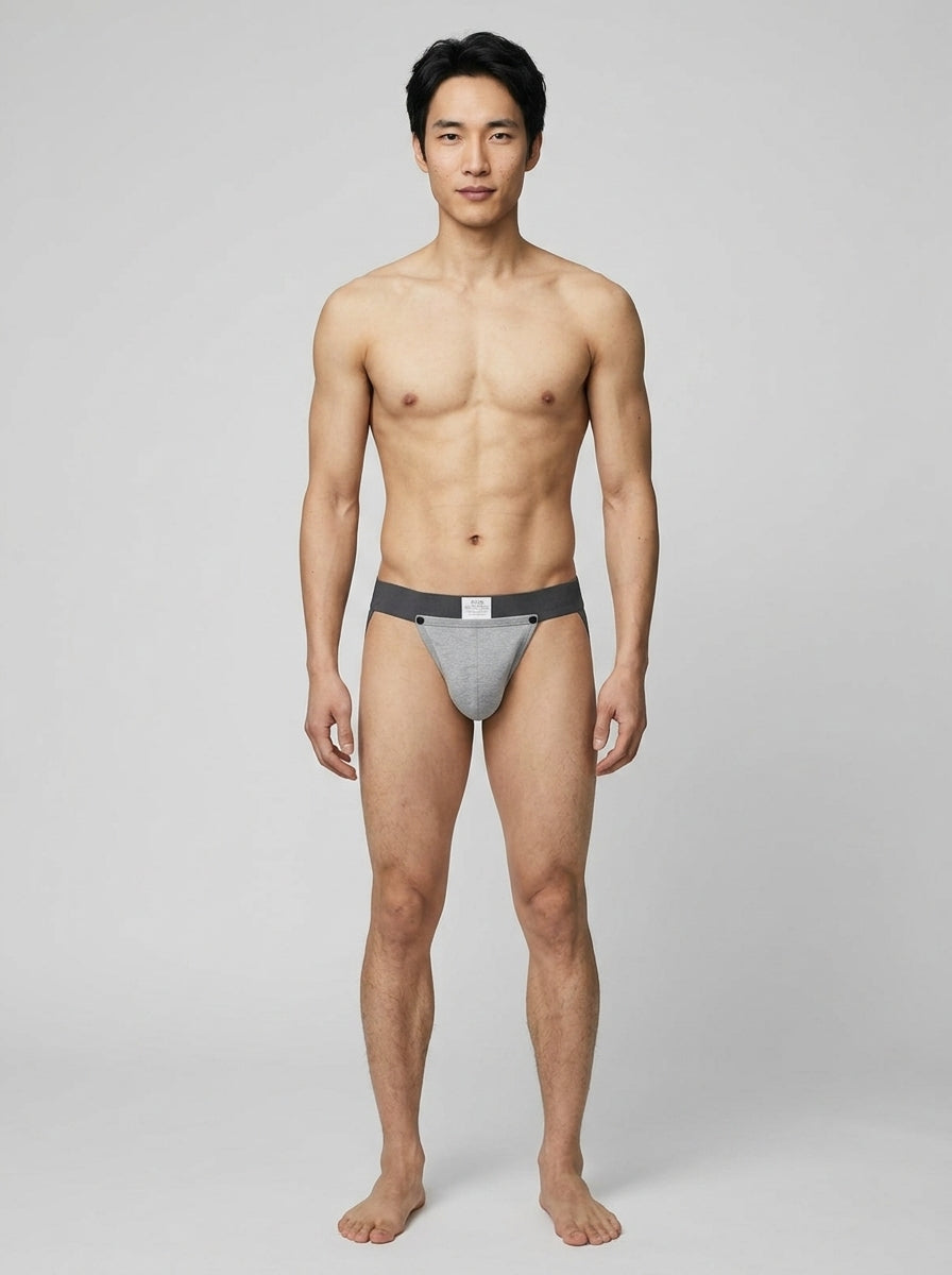 HisJock Snap Jock 2.0 in grey – men's snap release removable pouch jockstrap