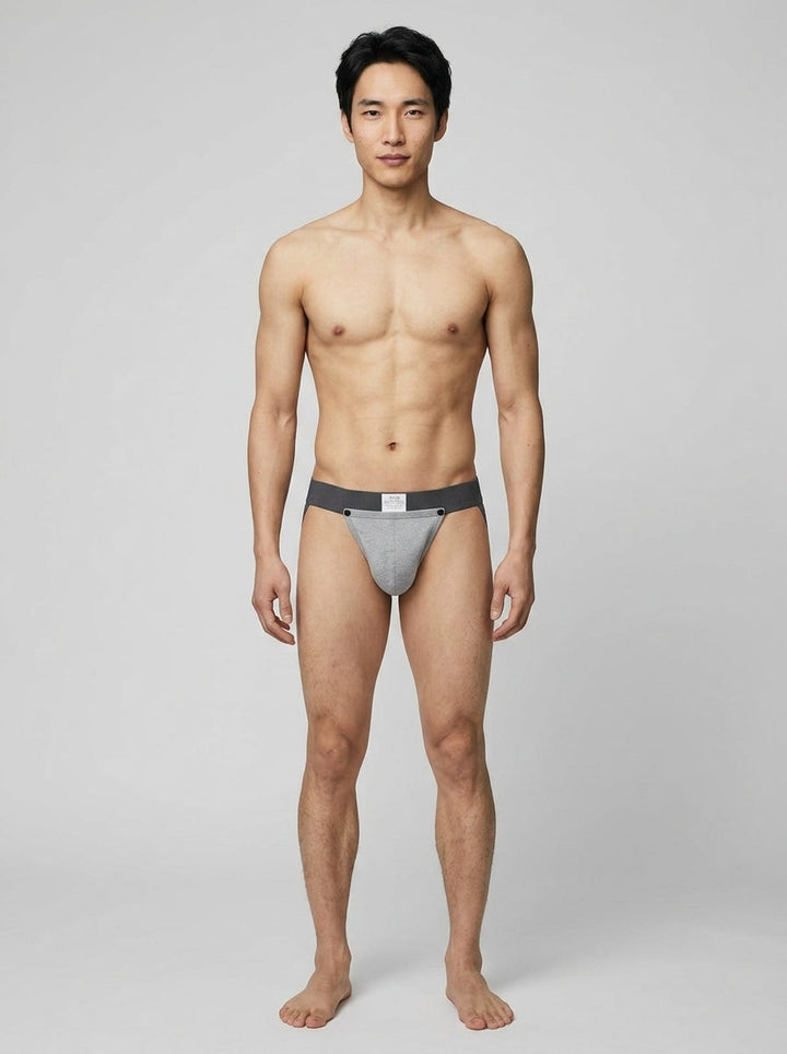 HisJock Snap Jock 2.0 in grey – men's snap release removable pouch jockstrap