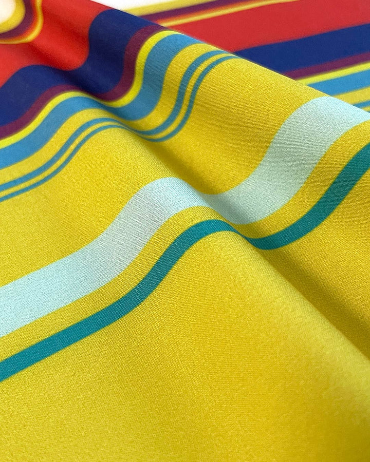 C-IN2 Poolside Swim Shorts in red yellow horizontal stripes – men's 3 inch striped swim shorts