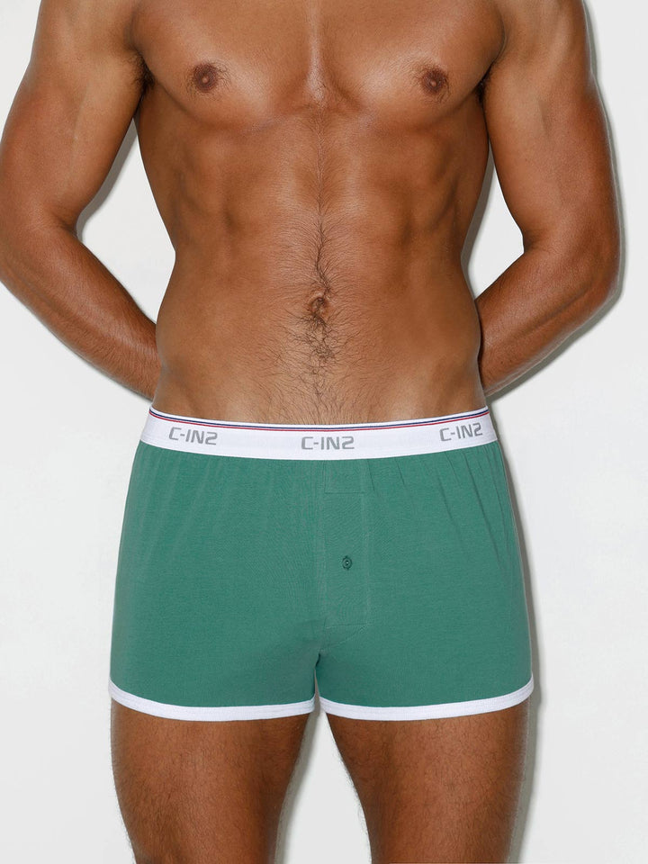 C-IN2 Throwback Runner Boxer in fern green – men's vintage cotton runner boxer short