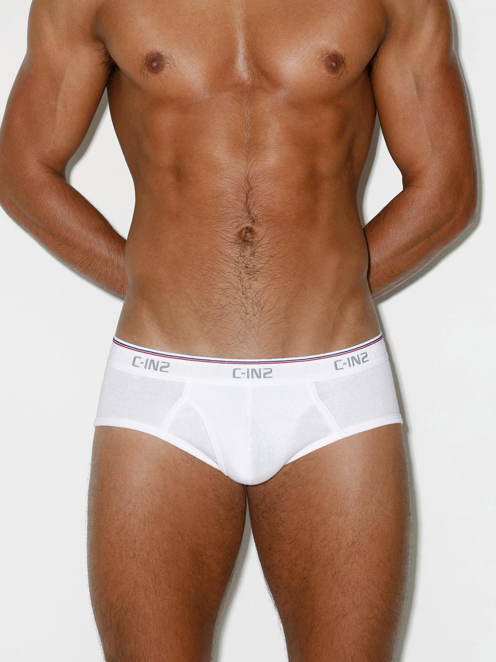 C-IN2 Throwback in Fly Front Brief White – men's briefs