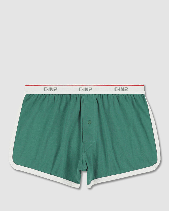 C-IN2 Throwback Runner Boxer in fern green – men's vintage cotton runner boxer short