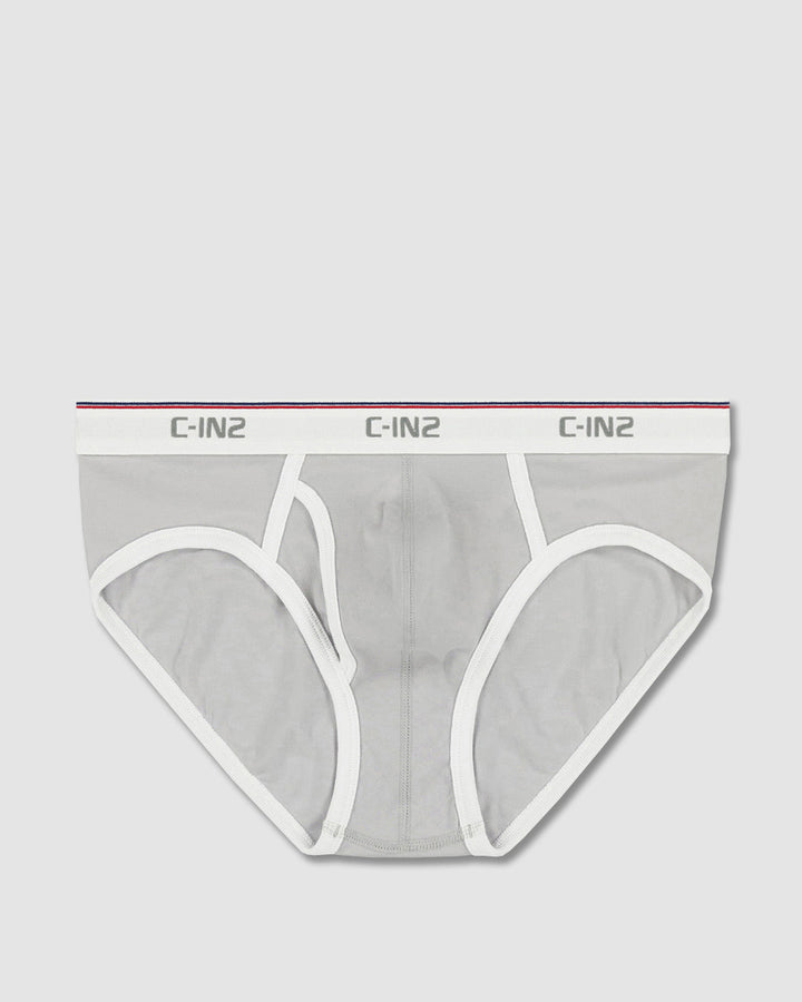 C-IN2 Throwback Fly Front Brief in stone – men's mid-rise cotton brief with functional fly front
